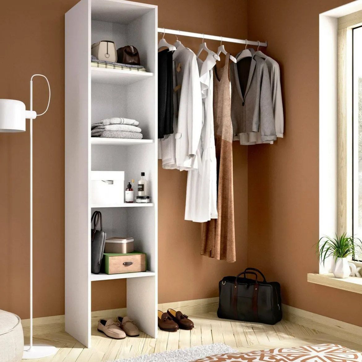 Guardaroba grande 4 ripiani bianco 137x185h cm - Adler