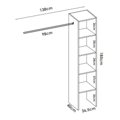 Guardaroba grande 4 ripiani bianco 137x185h cm - Adler
