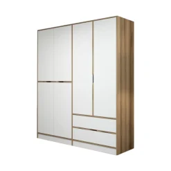 Guardaroba in legno bianco e oro 185x208h cm - Odalys