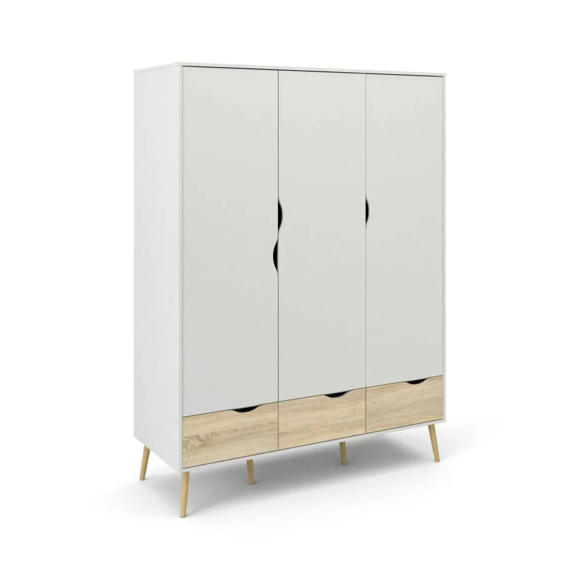 Guardaroba in legno bianco e quercia 147x200h cm - Devota