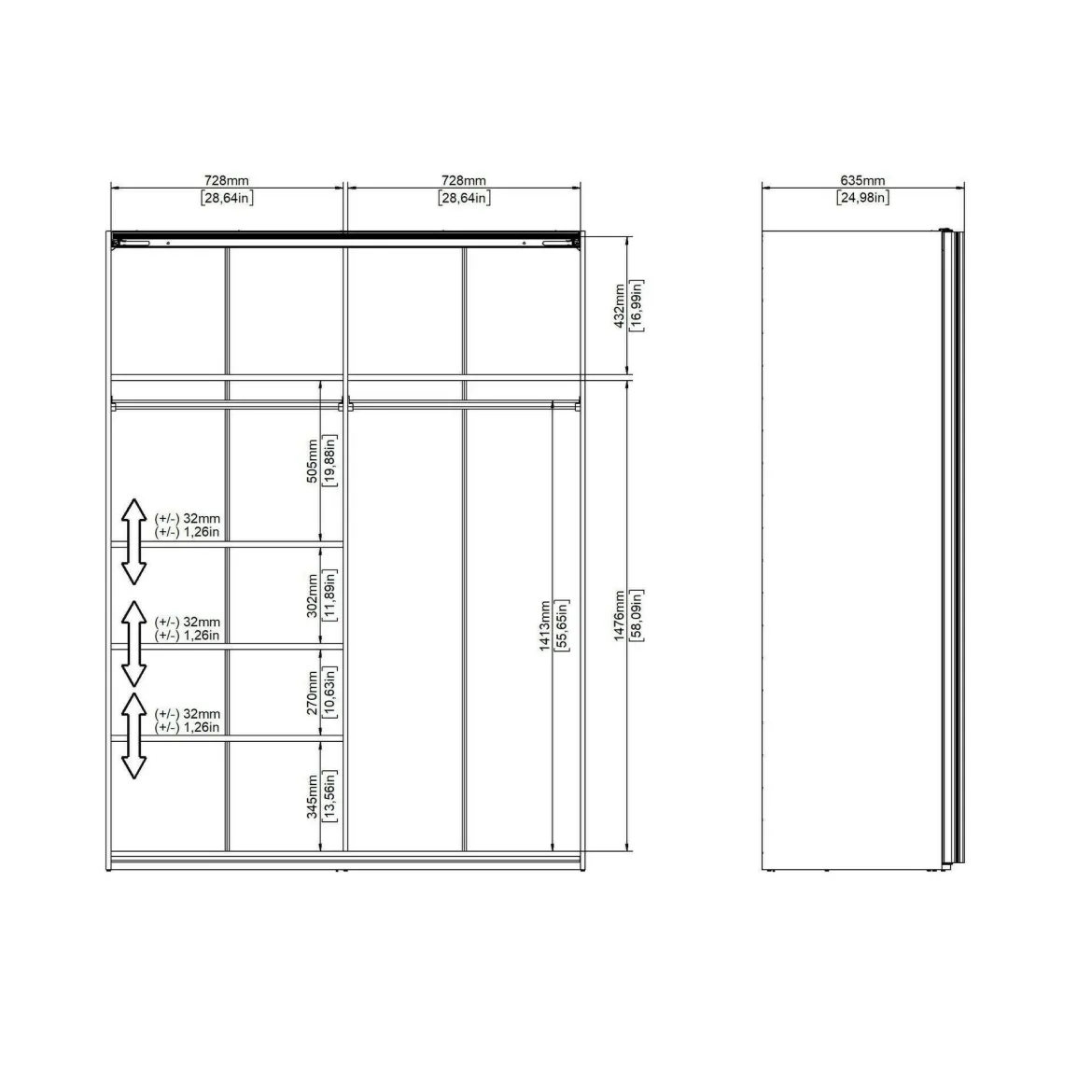 Guardaroba in legno bianco e rovere 150x200h cm - Seraphine