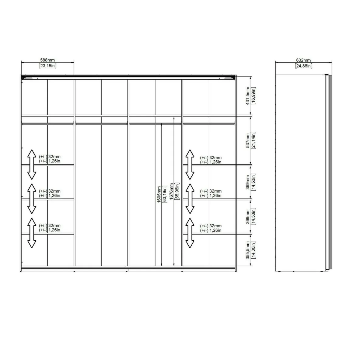 Guardaroba in legno bianco lucido 77x200h cm - Apollina