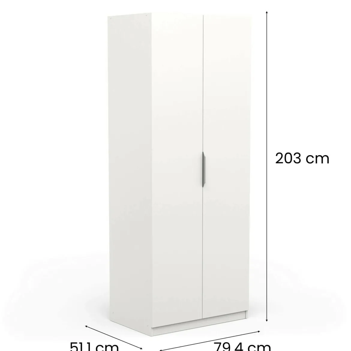Guardaroba in legno bianco opaco 79x203h cm - Fioretta