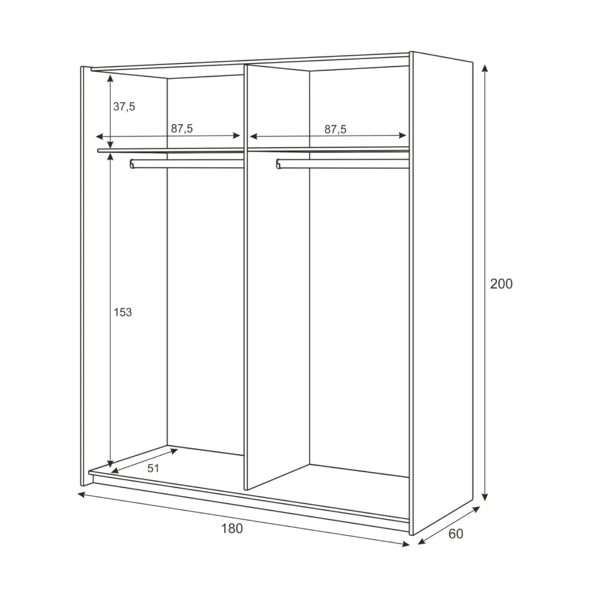 Guardaroba in legno bianco 207x183h cm - Gaja