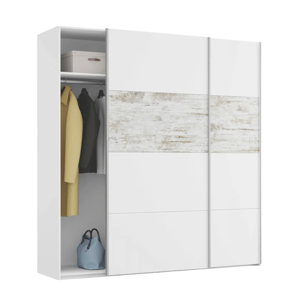 Guardaroba in legno bianco 207x183h cm - Gaja