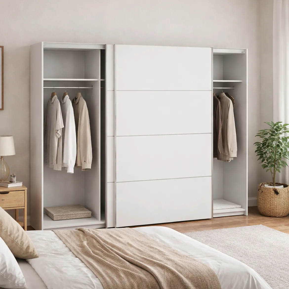 Guardaroba in legno bianco 242x201h cm - Acerno