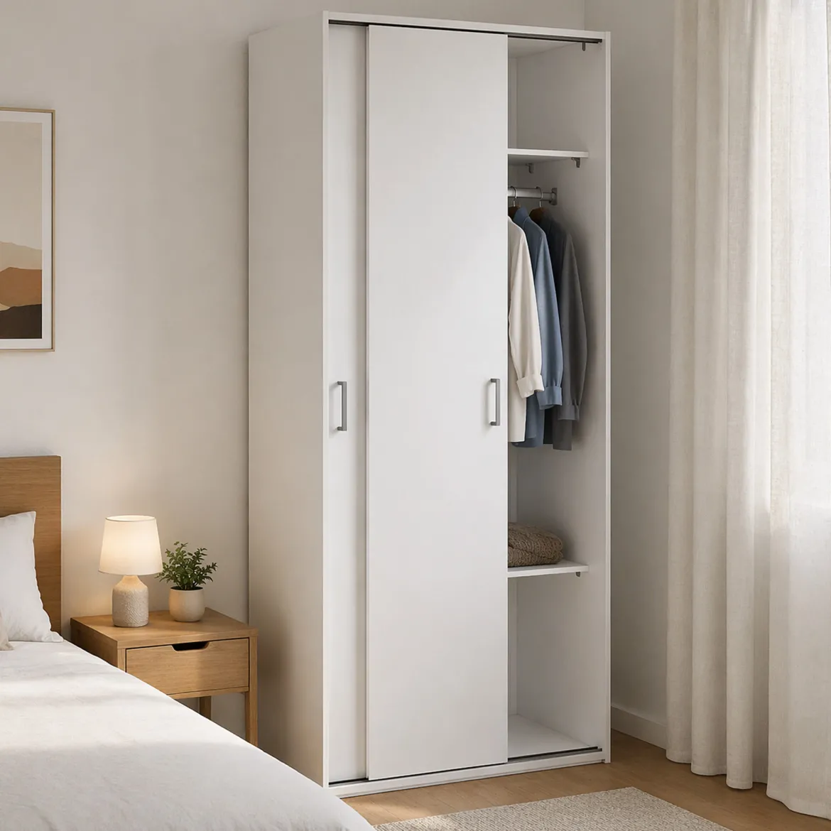 Guardaroba in legno bianco 77x175h cm - Cindy