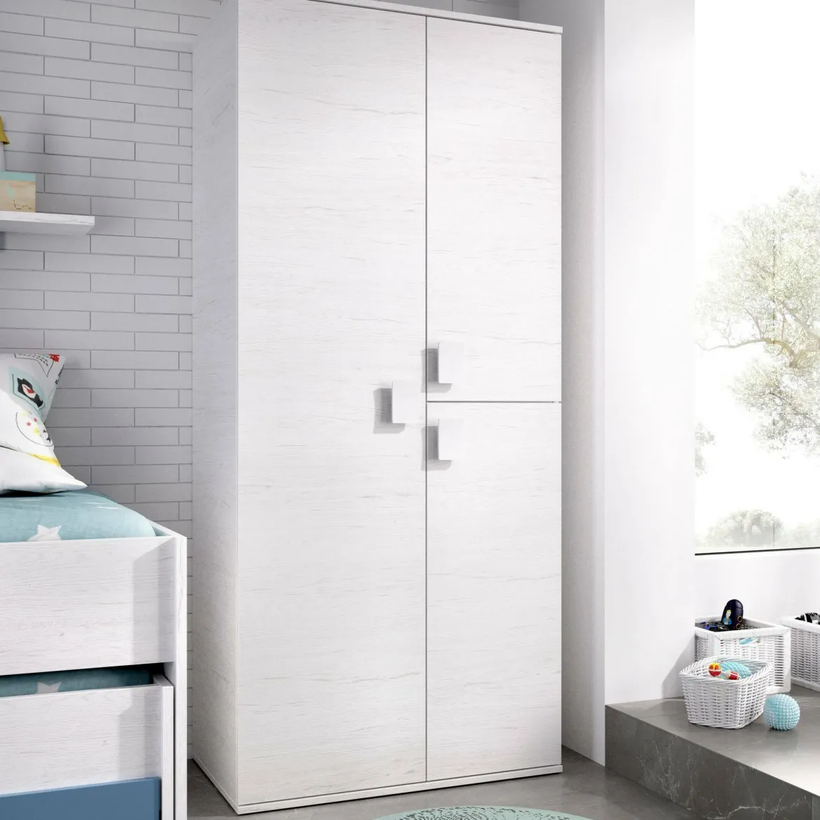 Guardaroba in legno bianco 96x200h cm - Albiolo