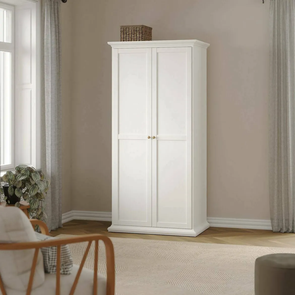 Guardaroba in legno bianco 96x200h cm - Albiolo