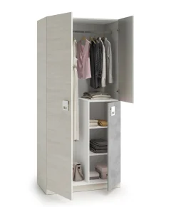 Guardaroba in legno grigio e cemento 90x200h cm - Aronia