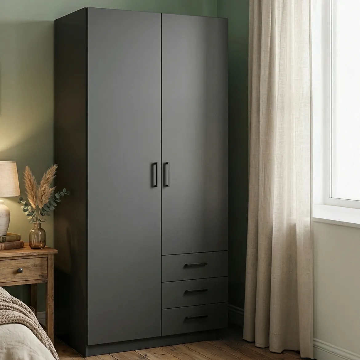 Guardaroba in legno grigio 98x200h cm - Sultani