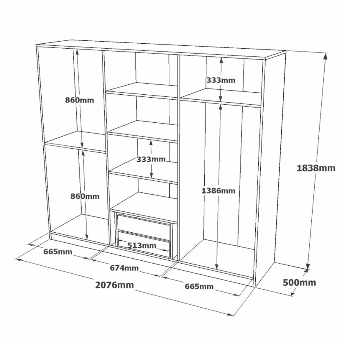 Guardaroba in legno marrone e grigio 207x183h cm - Gaja