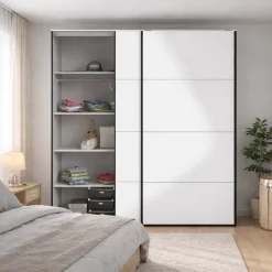 Guardaroba in legno nero e bianco lucido 182x220h cm - Paeng