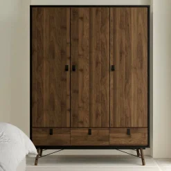 Guardaroba in legno nero e noce 150x200h cm - Virgil