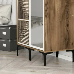 Guardaroba in legno noce e bianco 80x200h cm - Ramallah