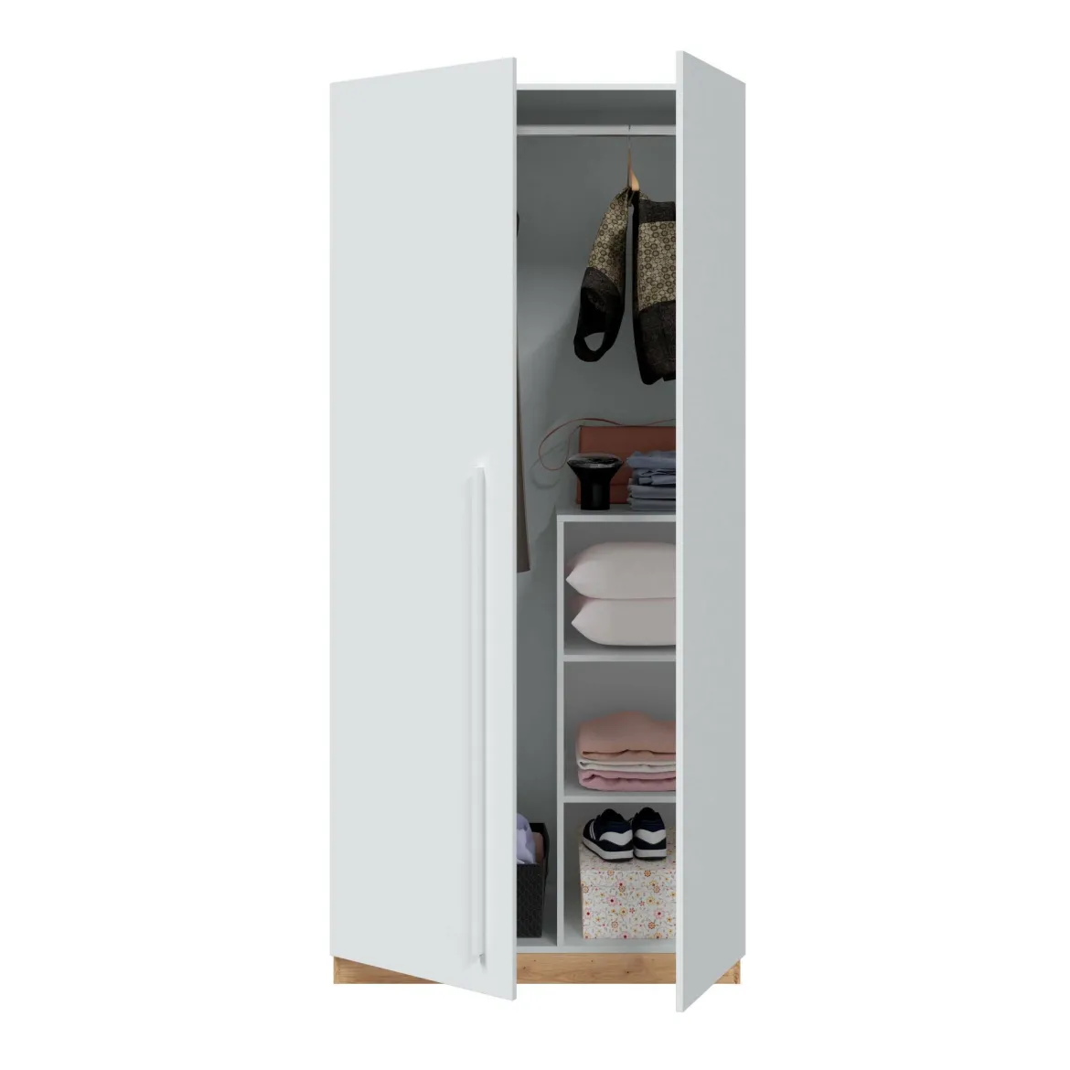 Guardaroba in legno rovere nodi e bianco 90x200h cm - Alpine