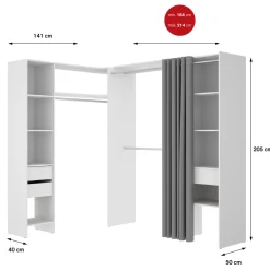 Guardaroba reversibile bianco 214x205h cm - Pali