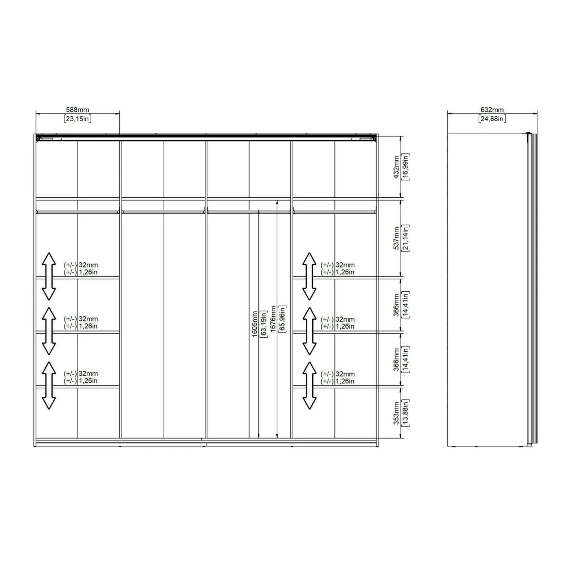 Guardaroba 10 ripiani nero 242x220h cm - Kauri