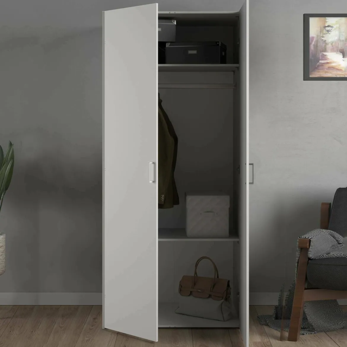 Guardaroba salvaspazio bianco 78x175h cm - Mimma