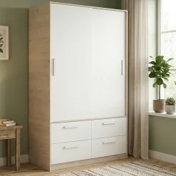 Guardaroba salvaspazio bianco e rovere 120x204h cm - Kirogi