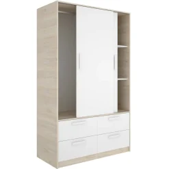 Guardaroba salvaspazio bianco e rovere 120x204h cm - Kirogi
