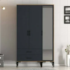 Guardaroba salvaspazio noce e antracite 120x200h cm - Petroleuse