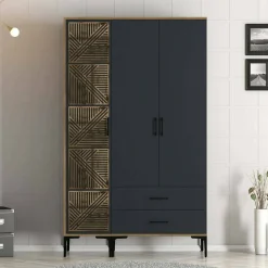 Guardaroba salvaspazio noce e antracite 80x200h cm - Anfo