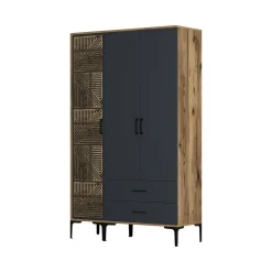 Guardaroba salvaspazio noce e antracite 80x200h cm - Anfo