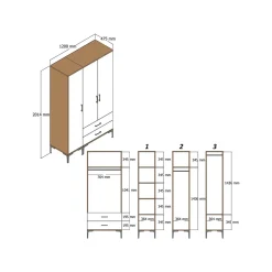 Guardaroba salvaspazio noce e antracite 80x200h cm - Anfo