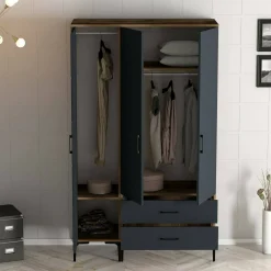 Guardaroba salvaspazio noce e antracite 80x200h cm - Anfo