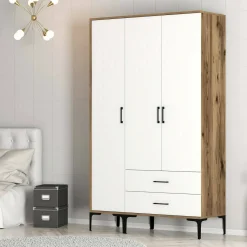 Guardaroba salvaspazio noce e bianco 120x200h cm - Phyan