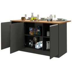 Isola centrale cucina design 155x90x90h cm antracite e rovere - Tartaro