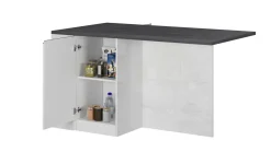 Isola cucina con piano lavoro ampio 160x90x90h cm bianca lucida e ardesia - Abern