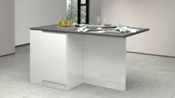 Isola cucina con piano lavoro ampio 160x90x90h cm bianca lucida e ardesia - Abern