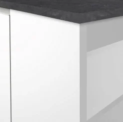 Isola cucina con piano lavoro ampio 160x90x90h cm bianca lucida e ardesia - Abern