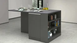 Isola cucina grande multifunzione 160x90x90h cm antracite e ardesia - Abern