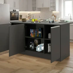Isola cucina minimal con ante 155x90x90h cm antracite e ardesia - Tartaro