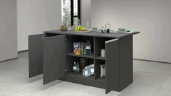 Isola cucina minimal con ante 155x90x90h cm antracite e ardesia - Tartaro