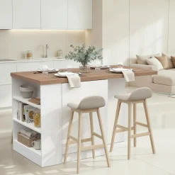 Isola da Cucina Bianco Lucido Marrone Noce un Ripiano 2 Vani 160x80x90h cm, Un'anta Made in Italy - Migabato