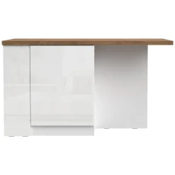 Isola da Cucina Bianco Lucido Marrone Noce un Ripiano 2 Vani 160x80x90h cm, Un'anta Made in Italy - Migabato