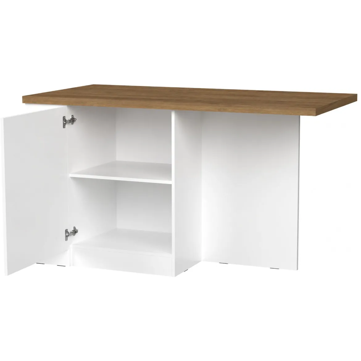 Isola da Cucina Bianco Lucido Marrone Noce un Ripiano 2 Vani 160x80x90h cm, Un'anta Made in Italy - Migabato