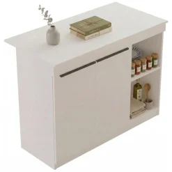 Isola da Cucina Bianco 2 Ripiani 4 Ante 160x60x90h cm, 4 Vani - Oviglio