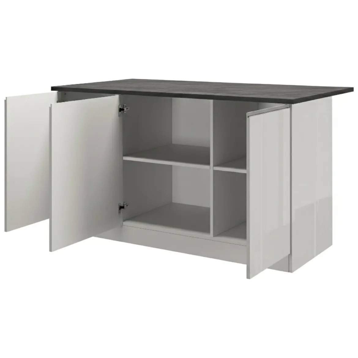 Isola per cucina moderna 155x90x90h cm bianca lucida e ardesia - Tartaro
