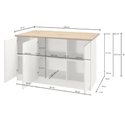 Isola per cucina moderna 155x90x90h cm bianca lucida e ardesia - Tartaro