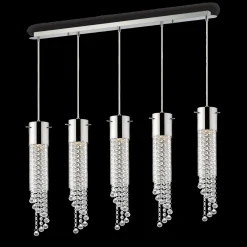Lampada a sospensione, Lampadario, Luminare sospeso, Lampada a pendente, 100x8h47 cm, Trasparente