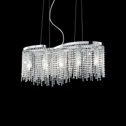 Lampada a sospensione, Lampadario, Luminare sospeso, Lampada a pendente, 65x19h40 cm, Cromo