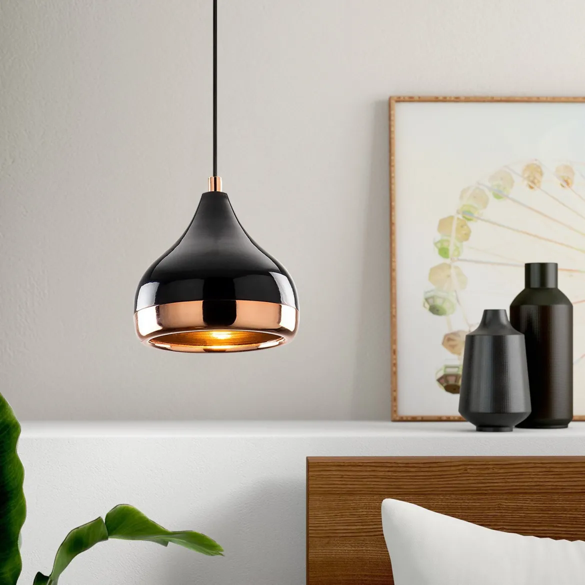 Lampada a Sospensione Nero Marrone Rame 892opv1753 Colore Struttura Marrone - Valbruna