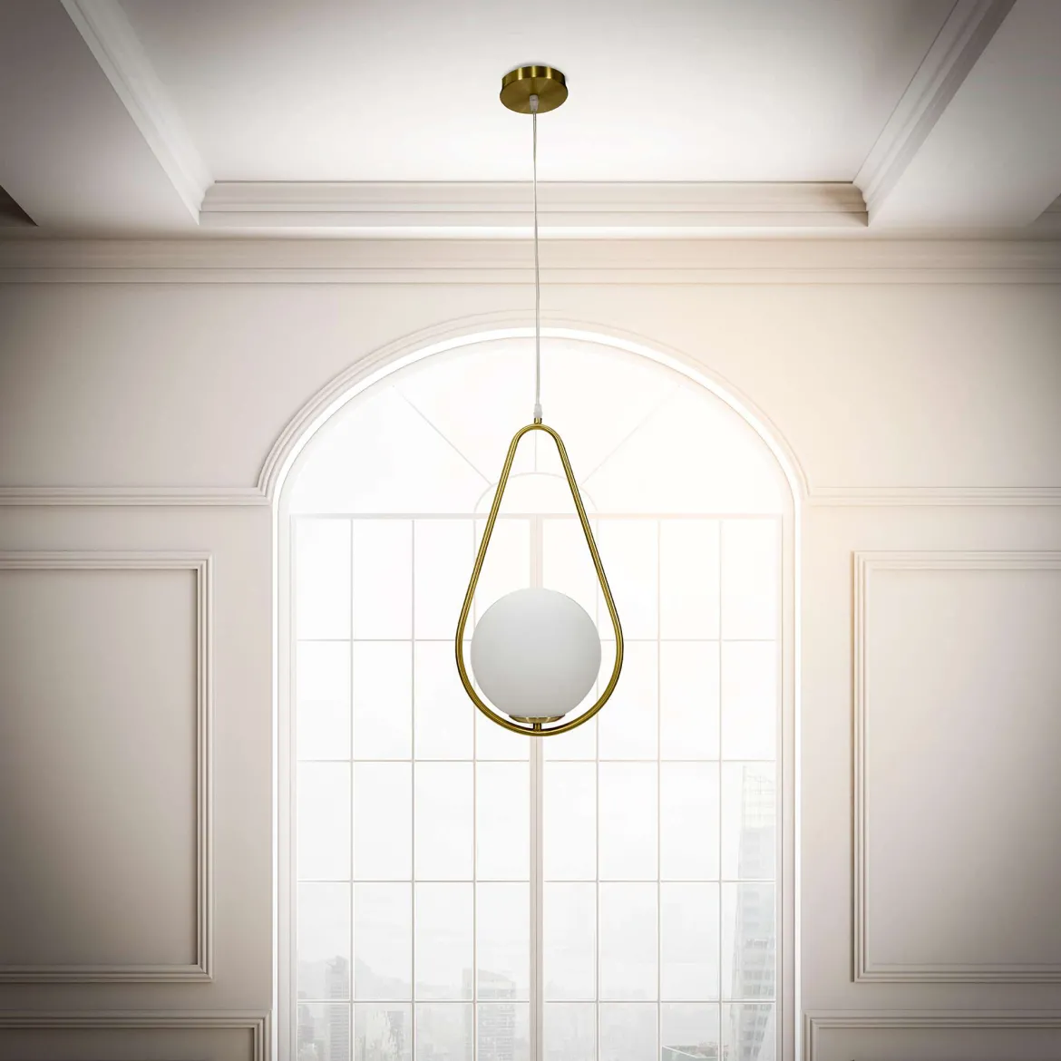 Lampada da Soffitto oro Bianco Necessarie 4 Lampadine Colore Struttura Bianco, Materiale Struttura in Vetro - Dariniti