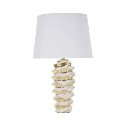 Lampada da tavolo Ashcan, 33x33 h53 cm, Bianco e Oro