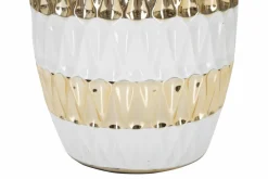 Lampada da tavolo Barr, 33x33 h50 cm, Bianco e Oro